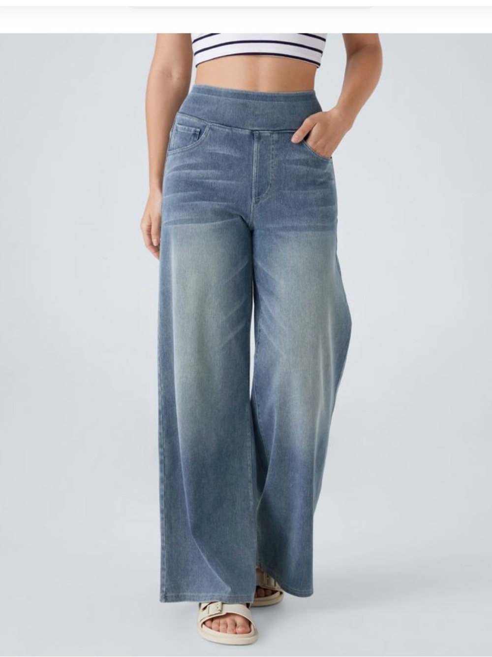 Halara Flex High Waisted Pockets
Baggy Wide Leg Washed Casual Jeans Medium